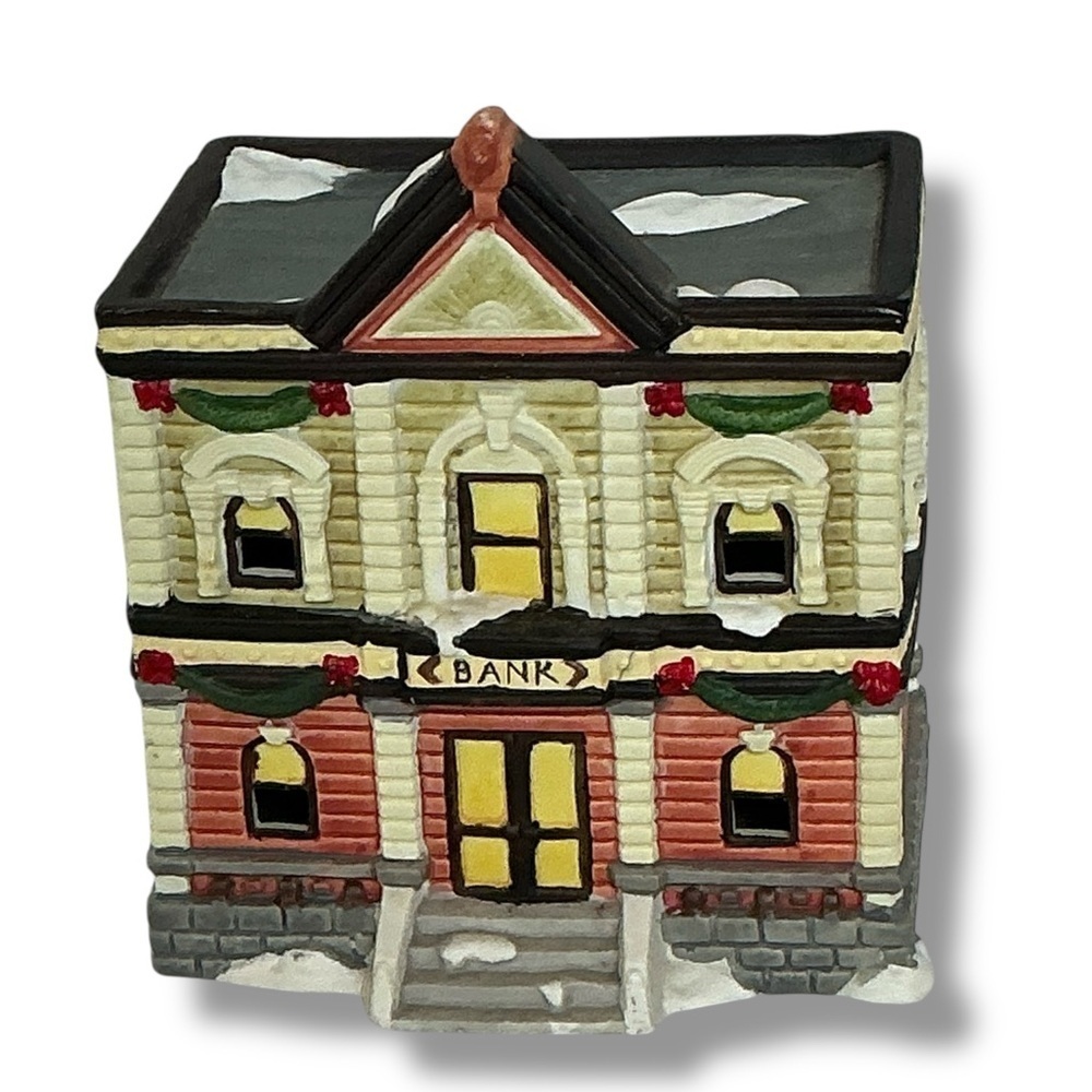 Vintage Victorian Village Collectibles BANK Hand Painted Porcelain Building 1990 - Picture 3 of 16